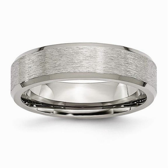 Titanium Beveled Edge 6mm Stone and Polished Band