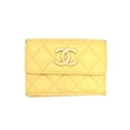 thumbnail image 1 of Pre-Owned CHANEL Coco Mark Tri-fold Wallet in Caviar Skin, AP296, Yellow, Women's (Fair), 1 of 12