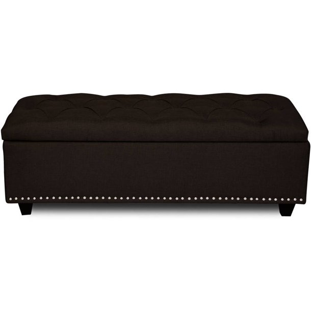 SUEDE DARK BROWN OTTOMAN, 51x18x19 FURNITURE