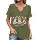 thumbnail image 1 of Corto para las Mujeres Casual Verano 2025 Pascua Impresión V-Cuello Camiseta, Ligero 95% Poliéster 5% Spandex Top para Toda la Temporada Hogar Y Diario, 1 of 7
