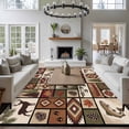 thumbnail image 3 of Country Patch Plaid Area Rugs 6'x9', Washable Small Throw Rugs for Kitchen Dining room, Brown Farmhouse Retro Bear Deer Cabin Indoor Outdoor Rug Non-Slip Low Pile Carpet Runner Reversible Floor Mats, 3 of 8