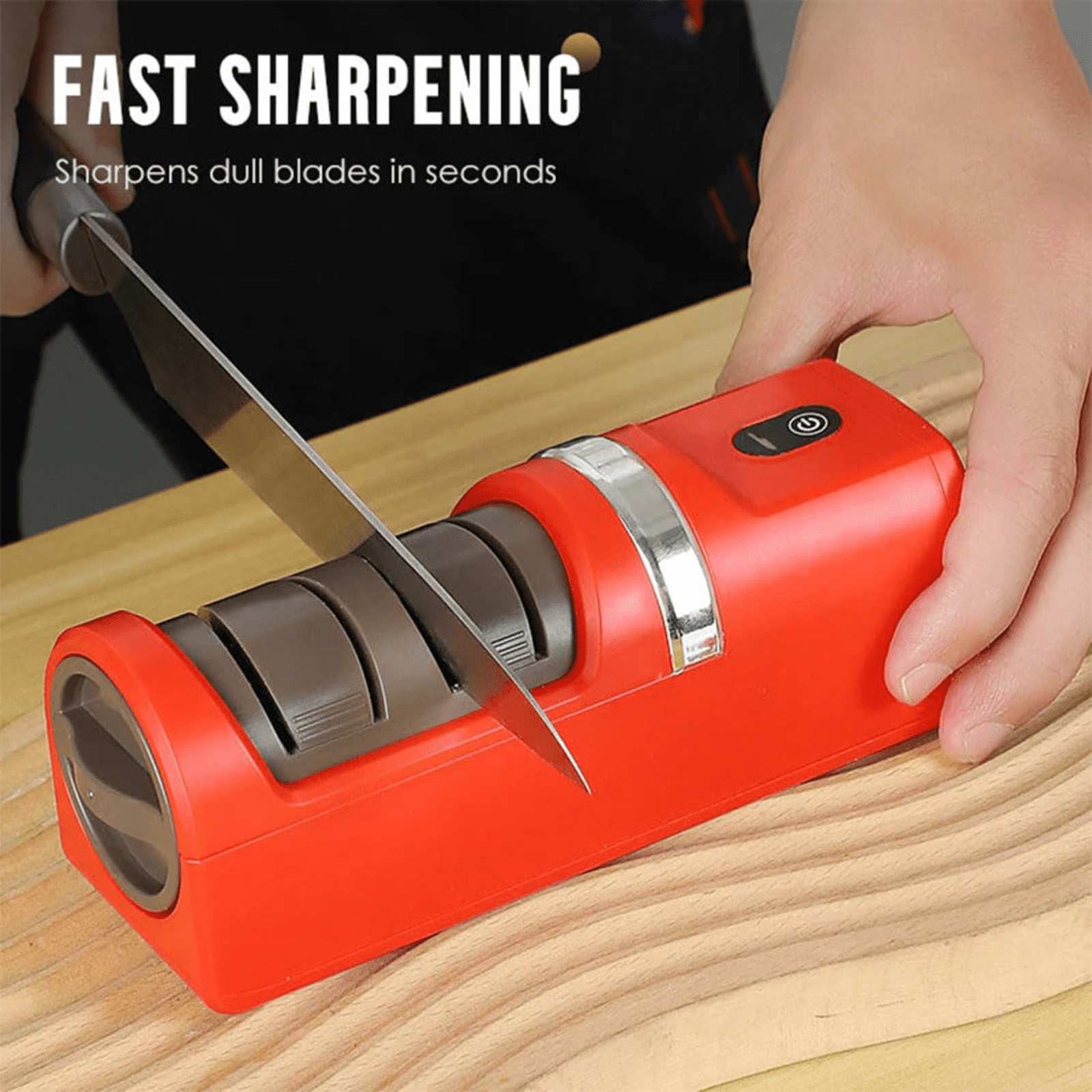 Automatic Kitchen Knife Sharpener, Professional Electric Knife Sharpener, 100-Percent Diamond Abrasives and Precision Angle Guides for Straight Edge, 2-Stage