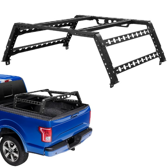 1100 Lbs Load Capacity Adjustable 14'' to 21'' High Truck Bed Racks Low Profile with Crossbars for Truckbed