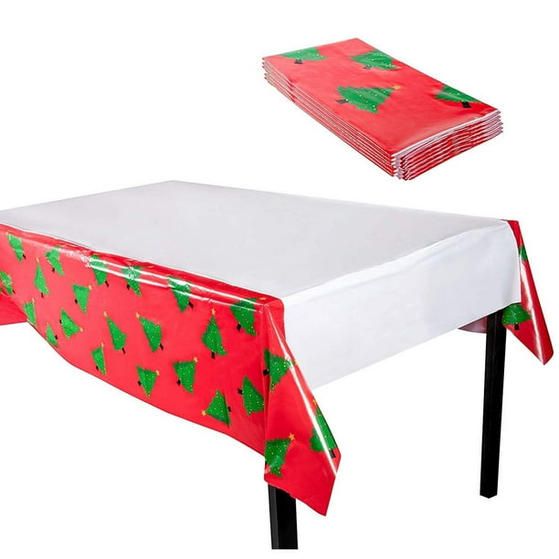 6 Pack Christmas Tree Plastic Party Tablecloths, 54" x 108