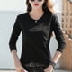 thumbnail image 4 of Elegant Fashion Harajuku Slim Fit Female Clothes Loose Casual Sweat All Match Tees Solid Patchwork O Neck Long Sleeve T-shirts, 4 of 4