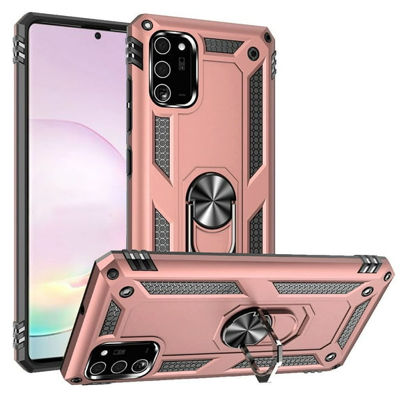 For Samsung Galaxy Note 20 Ultra Military Grade Rugged Dual Layers 2in1 Hard TPU Shockproof Hybrid with Ring Kickstand Cover ,Xpm Phone Case [ Rose Gold ]