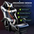 thumbnail image 3 of Gaming Chair, Seenda Video Game Chair with Footrest and Lumbar Support, Ergonomic Computer Chair Height Adjustable with Swivel Seat and Headrest, White, 3 of 12