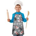 thumbnail image 2 of Gray Christmas Snowman Pattern Kids Aprons for Girls and Boys,Adjustable Neck Strap Toddler Aprons for Kids Cooking Baking, 2 of 7