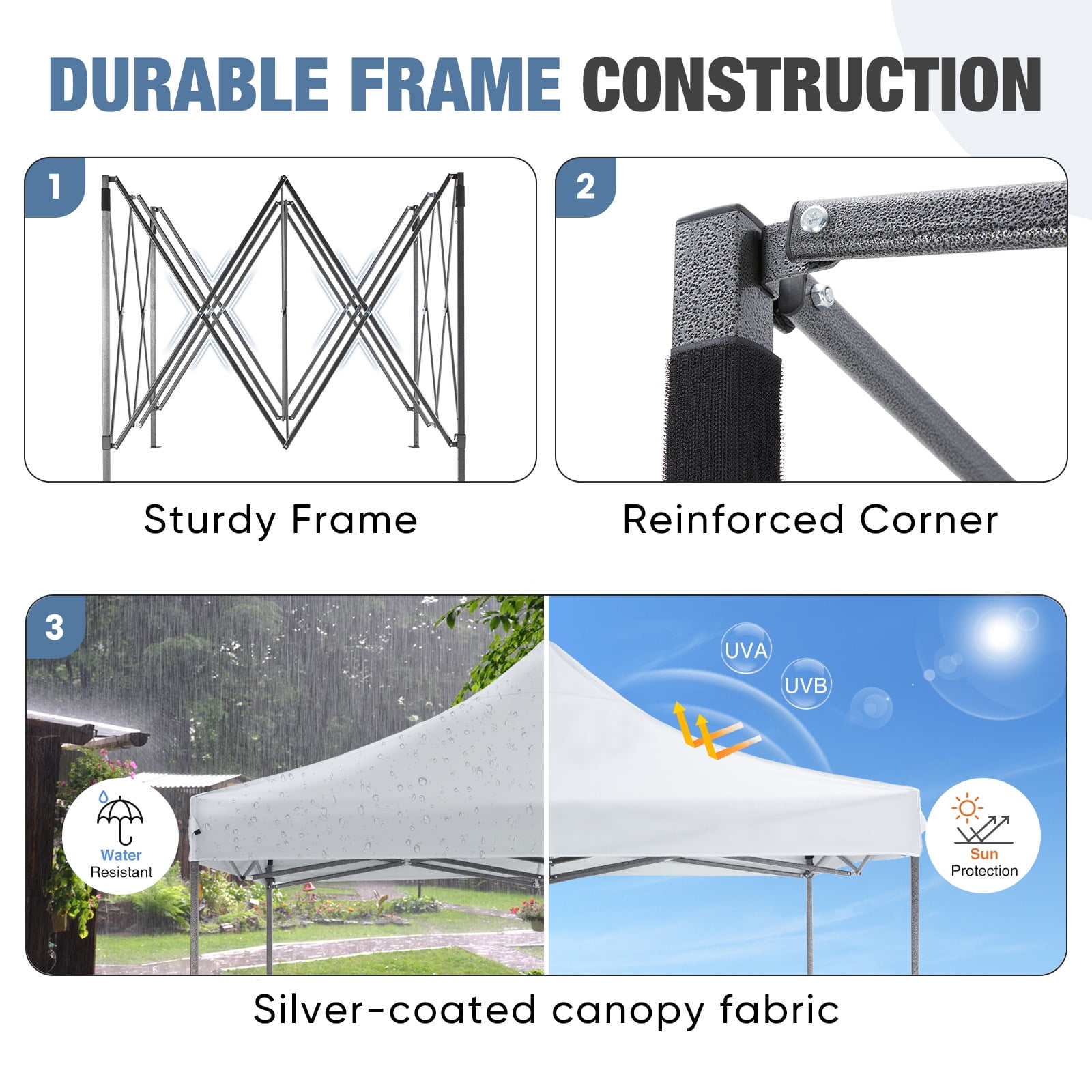 GIANNA 10x10 FT Pop Up Canopy Tent with Slant Legs and Carrying Bag, Easy Setup Outdoor Shelter for Patio, Garden, Beach, Bright White