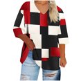 thumbnail image 2 of Heisall Womens Tshirts 3/4 Sleeve V-Neck Plus Size Loose Casual Print Daily Wear Fashion, 2 of 5