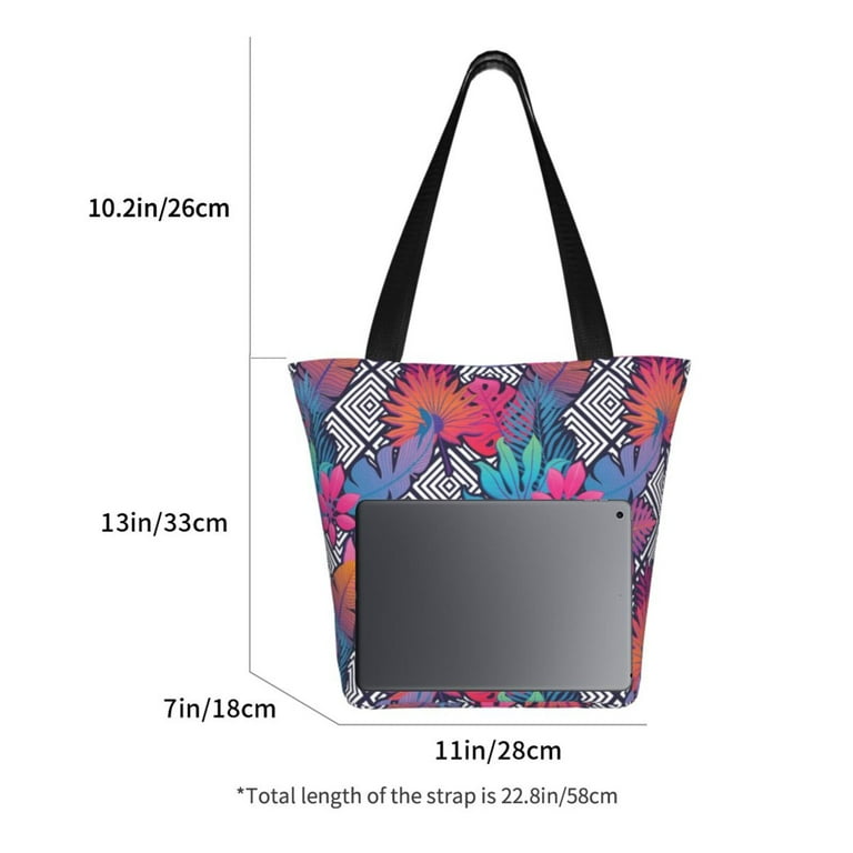 Tote Bag for Women Men Hawaiian Style Colorful Reusable Grocery Bags Shopping Bags Shoulder Bag Tote Bag with Zipper Tote Bag for School Work