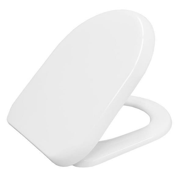 Bemis San Remo Thermoset Plastic Slow Close D-Shape Toilet Seat White Ceramic Shine Stainless Steel Hinges