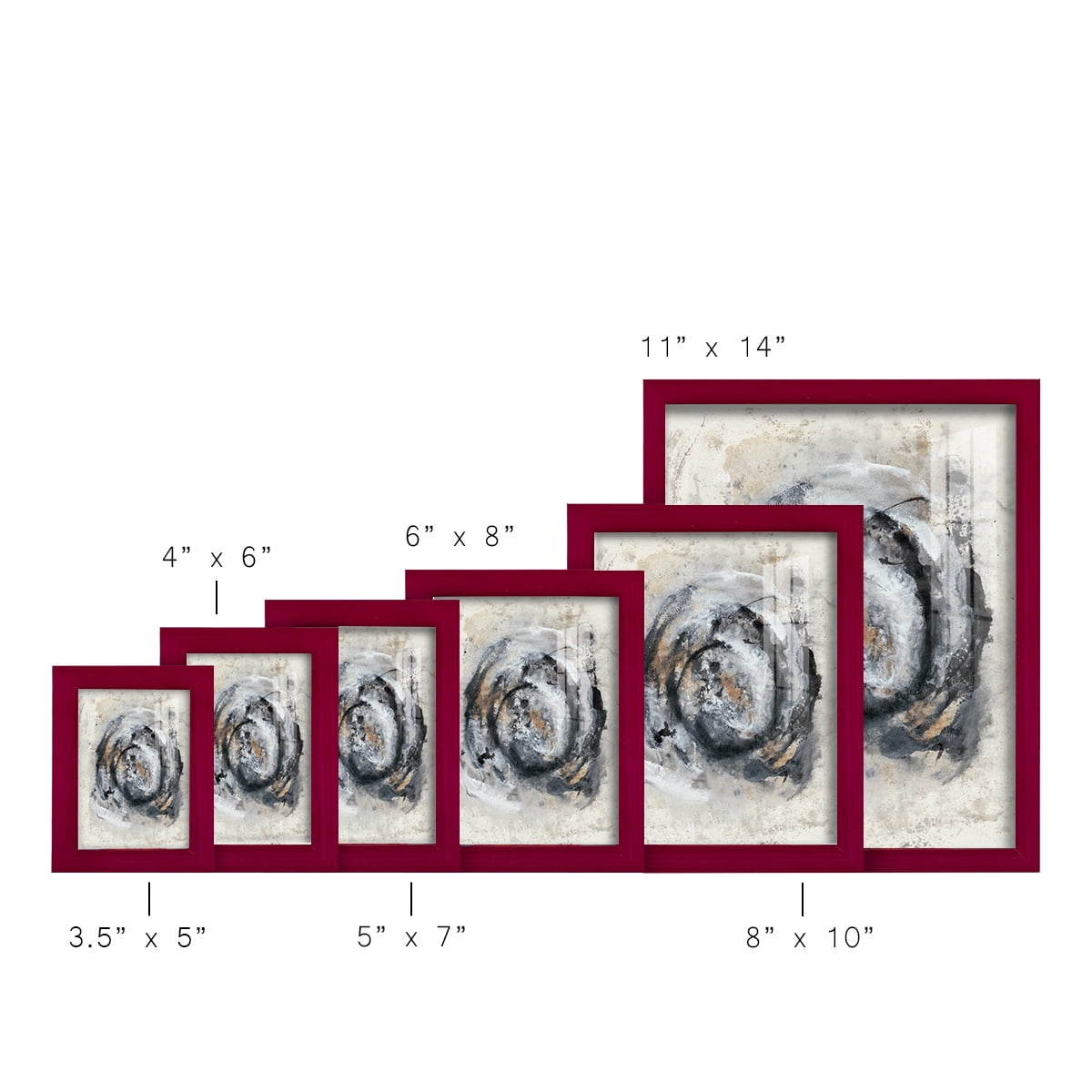 Circular Energy IV -Framed Print w/glass-Cherry Red