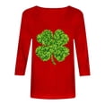 thumbnail image 5 of felwors Womens 3/4 Sleeve St. Patrick's Day T-Shirts Crew Neck Spring Graphic Tee Tops (Red, XXL), 5 of 7