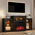 thumbnail image 5 of EROMMY 70" Fireplace TV Stand, Media Entertainment Center for TVs up to 80" Energy Efficient Heater with Remote Control and 16 Color Light Strip, Black, 5 of 6