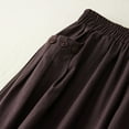 thumbnail image 5 of Linen Pants for Women Elastic High Waist Buttons Pockets Straight Leg Capris Pants Solid Soft Comfy Casual Pants Coffee,L, 5 of 5