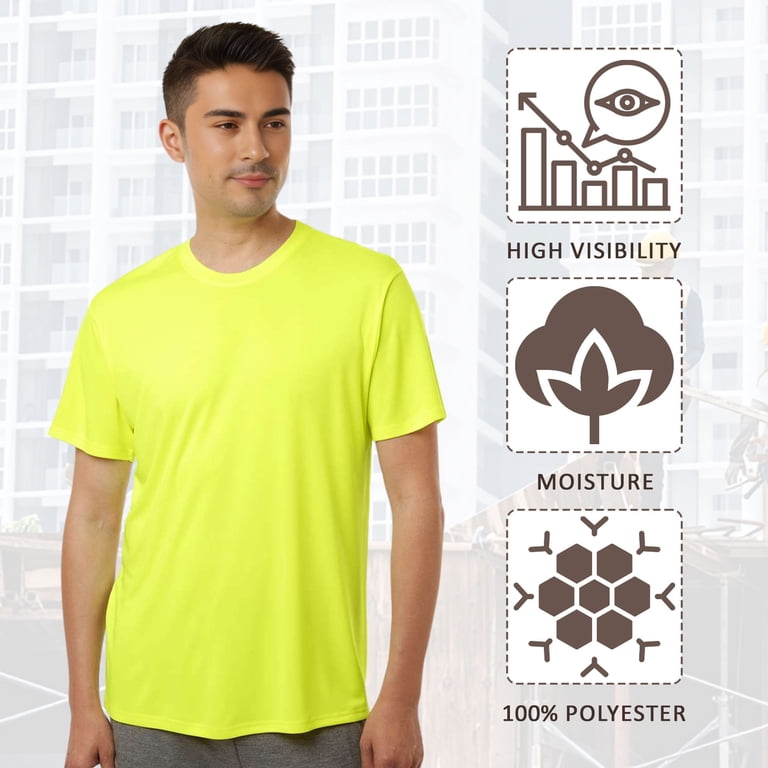 High Visibility Short Sleeve Workwear Tee, 100% Polyester Hi Vis