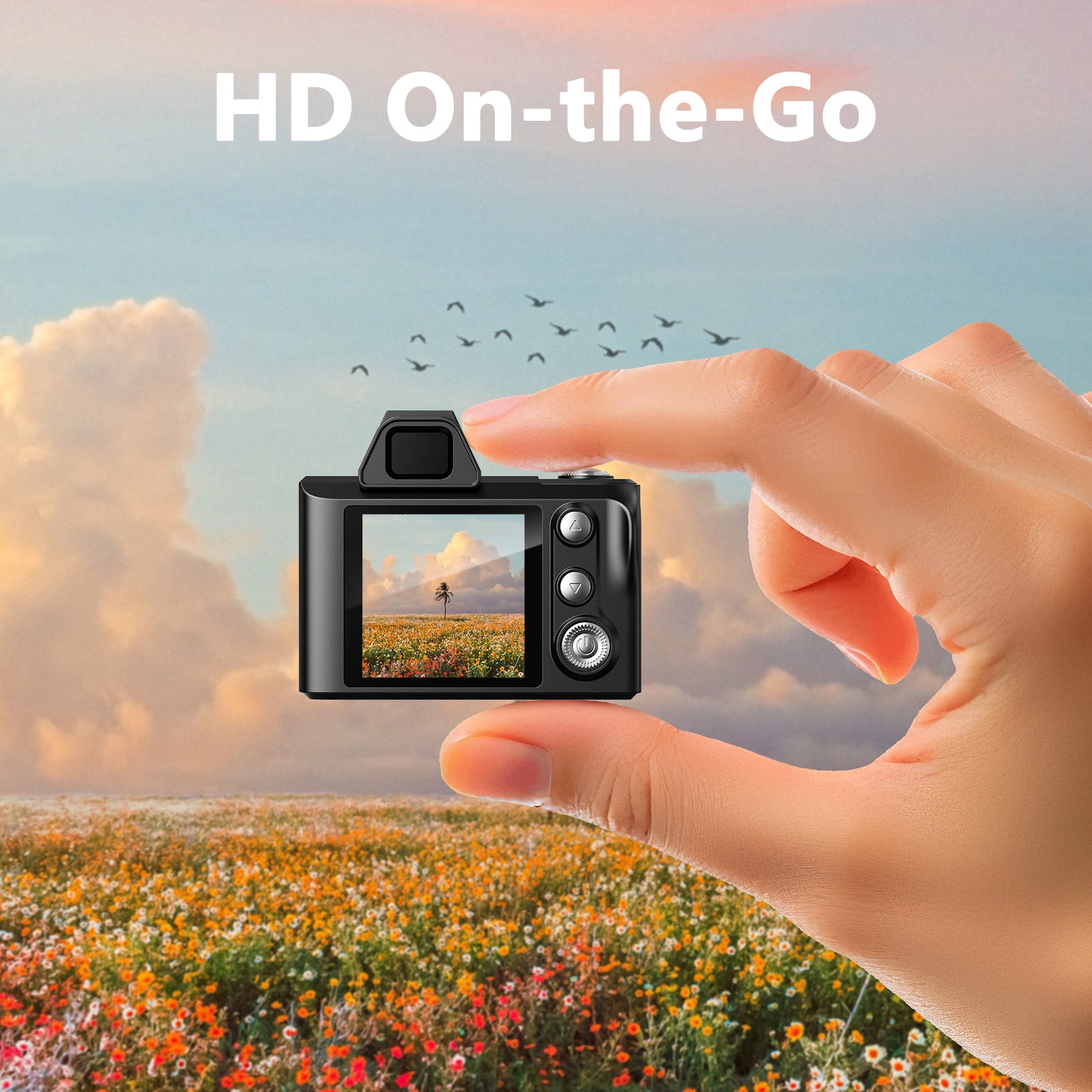 Mini Digital Camera 64GB, 1080P HD Video, 2MP Portable Recorder, USB Rechargeable, Fashion Gift for Girlfriend Boyfriend, Christmas Present
