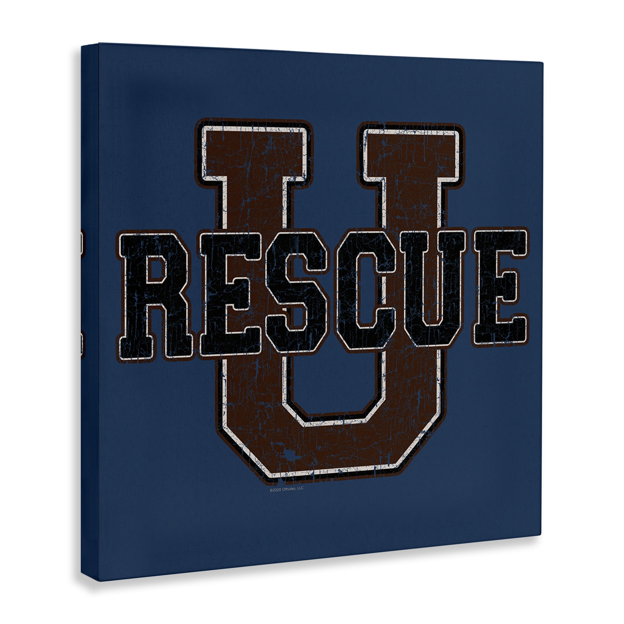 Stupell Industries Rescue U Vintage Varsity Novelty & Humor Painting Wrapped Canvas Art Print Wall Art, 30 x 30