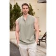 thumbnail image 4 of COOFANDY Mens Beach Sleeveless Casual Shirts Fashion Stylish Tank Top Linen Button Down Tank Shirts Band Collared Tunic, 4 of 6