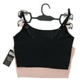 thumbnail image 4 of Marilyn Monroe Intimates Women's Long Line Laser-Cut Seamless Bralette 2 Pack - Light Pink and Black - Large, 4 of 8