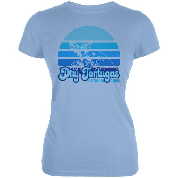 National Park Retro 70s Sunset Dry Tortugas Juniors Soft T Shirt Light Blue SM