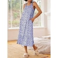 thumbnail image 3 of Ekouaer Women's Nightgowns Long Sleeveless Night gown with Pockets Soft Ladies Nightdress, 3 of 6