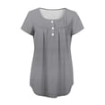 thumbnail image 2 of TaTaai Pleated Blouse Stretchy Soft Lightweight Women's Loose Fit Short Sleeve Round Neck Button Detail Casual Daily Fashion All-Season Versatile Top Gift, 2 of 5