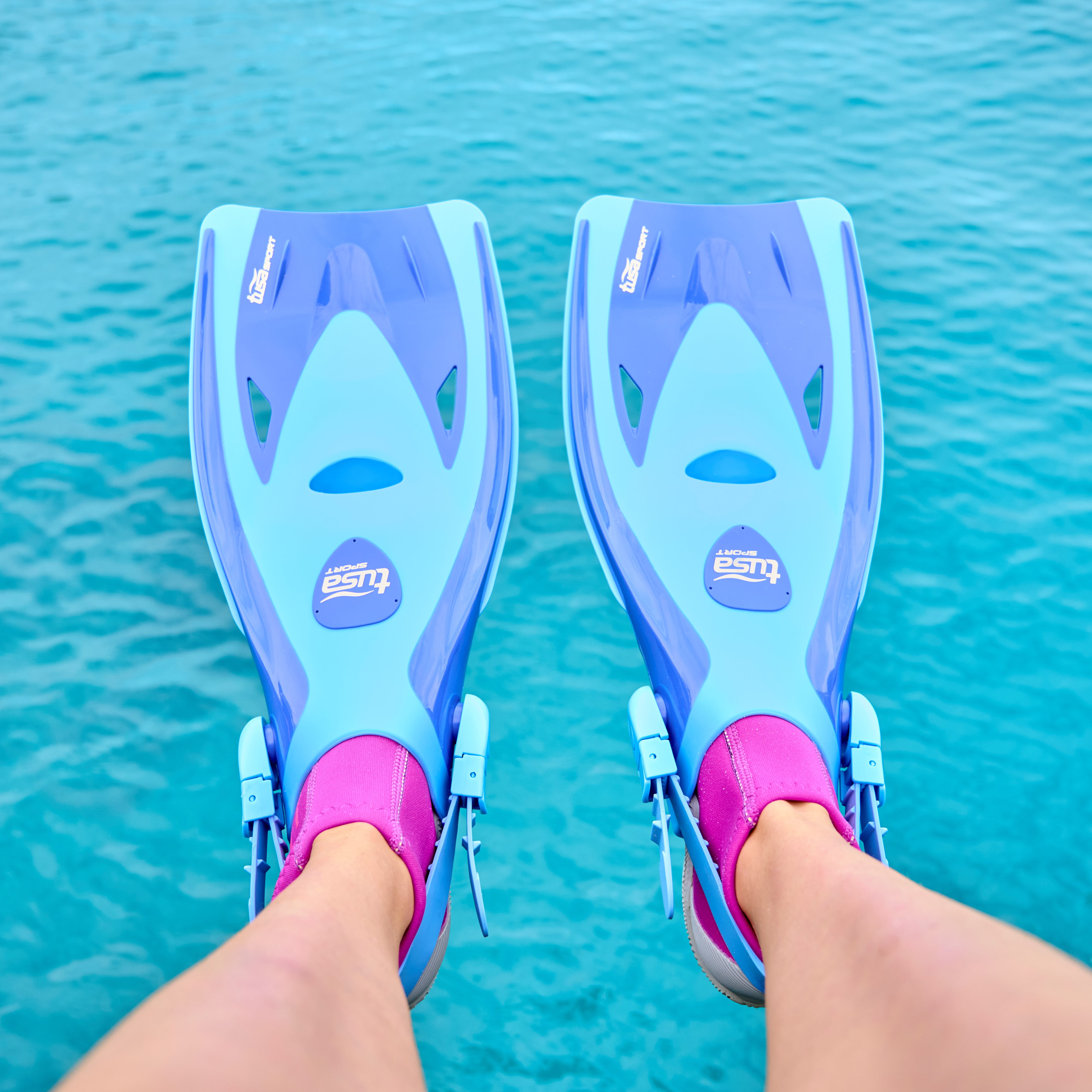 TUSA Sport UF-21 Long Blade Snorkel Fins, Small, Blue