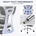 thumbnail image 4 of Silla ejecutiva ergonómica de oficina - Respaldo alto de malla, soporte lumbar ajustable, reposacabezas, brazos 4D - Reposapiés, gran capacidad 180 kg, asiento transpirable, 4 of 7