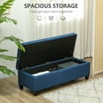 thumbnail image 4 of HOMCOM Linen Fabric Wood Feet Entry Bench, Contemporary Home Decor Blue, 4 of 10