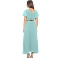 thumbnail image 3 of eloria Women's Georgette Frilled Design V Neck Sleevless Party Long Maxi Dress, Color : turquoise | Size : XS, 3 of 5