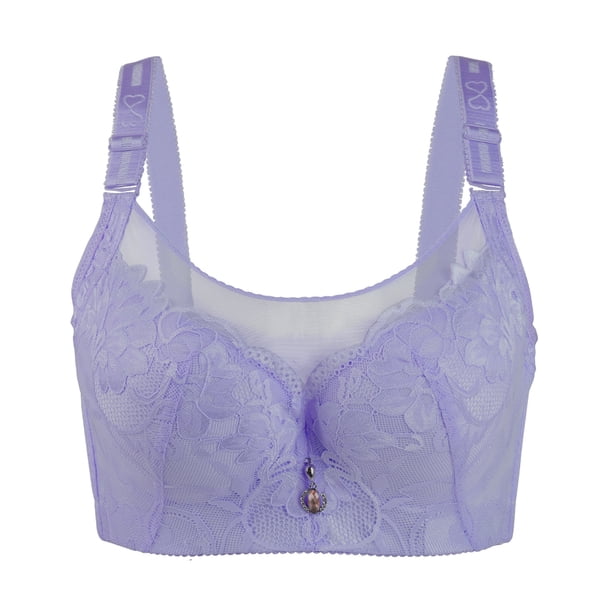 Sujetador Cami uxcell con aros sin relleno encaje cobertura completa push up convertible Lavanda 38 Fit 36C/D
