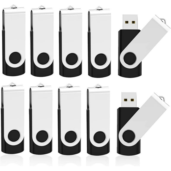 16GB USB Flash Drive Bulk Thumb Drives 10 Pack with Lanyards USB 2.0 Jump Drive 16GB Memory Sticks Zip Drive Pen Drive for Storage and Backup( BLACK 16GB*10PCS)