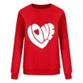 thumbnail image 6 of Fewfanhot Women's Tops, Tees & Blouses Valentine's Day Love Heart Print Long Sleeve Crewneck Casual Cute Red Sweatshirt, 6 of 7