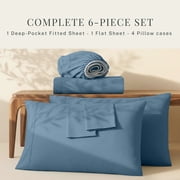 Nestl Extra Deep Pocket Queen Sheets - 6 Piece Soft Microfiber Bed Sheets Set Fits 18-24 Mattresses, Blue Heaven