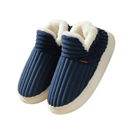 

Rotosw Womens House Slippers Non-slip Pull On Winter Warm Shoes Indoor Outdoor Lightweight Round Toe Bootie Slipper Navy Blue 11-11.5