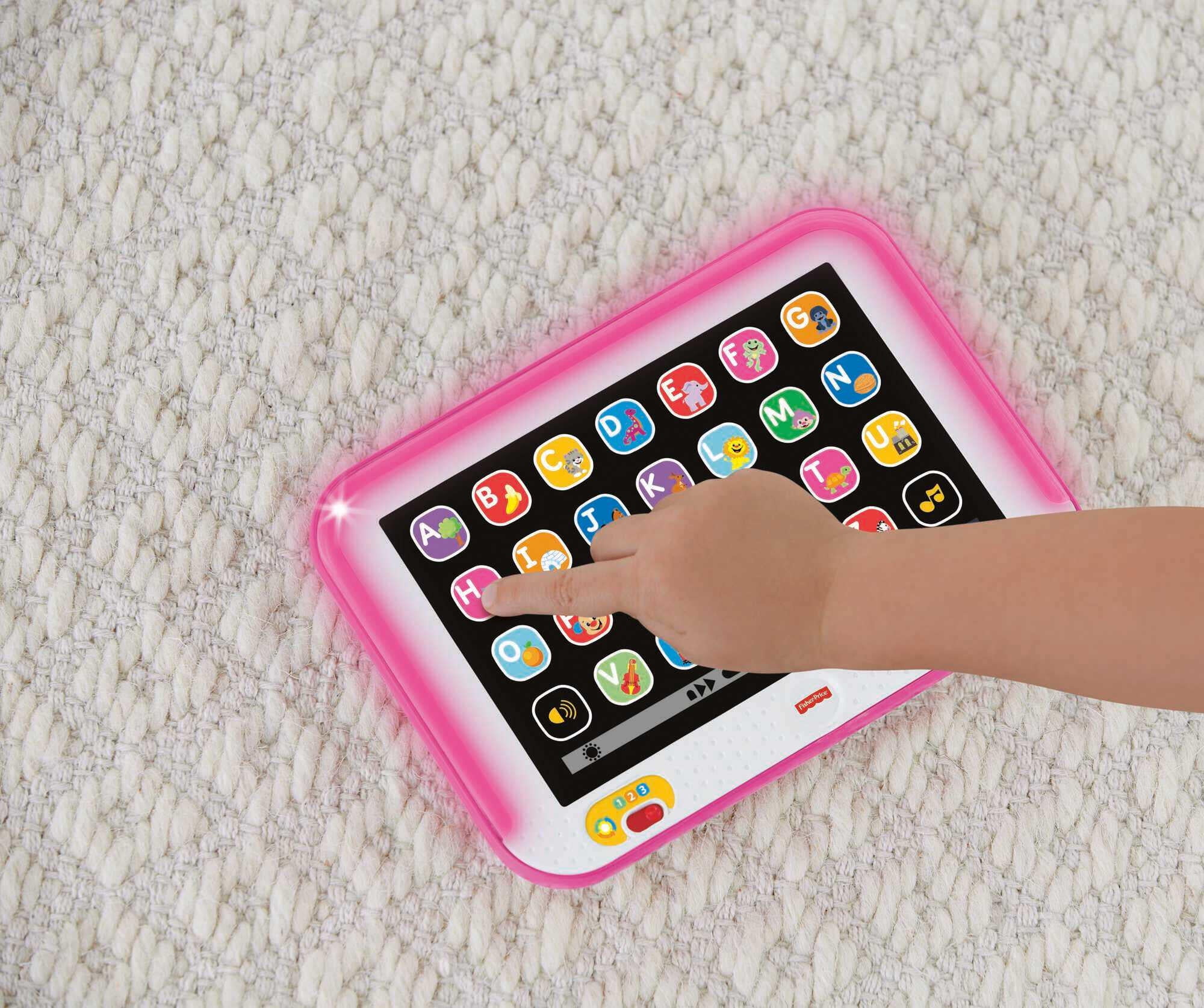 Fisher-Price Pretend Tablet Learning Toy with Lights and Music, Baby and Toddler Toy, Pink