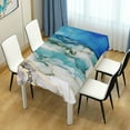 thumbnail image 6 of Coolnut Outdoor & Indoor Rectangle Tablecloth,Golden and Blue Marble Texture Dinner Table Cover for Patio, Picnic, Holiday Party 60x60In, 6 of 7