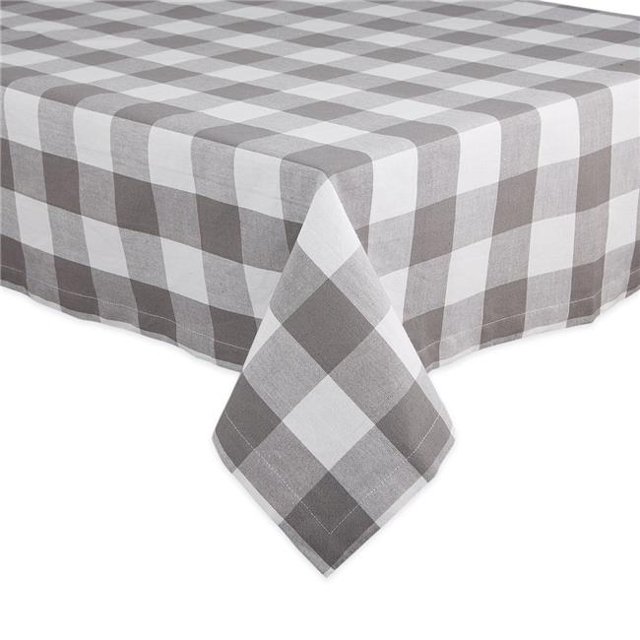 Design Imports CAMZ11461 60 x 84 in. Grey & White Buffalo Check Tablecloth