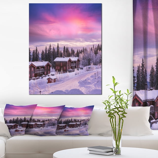Frosty Winter Resorts in Forest - Landscape Wall Art on Canvas