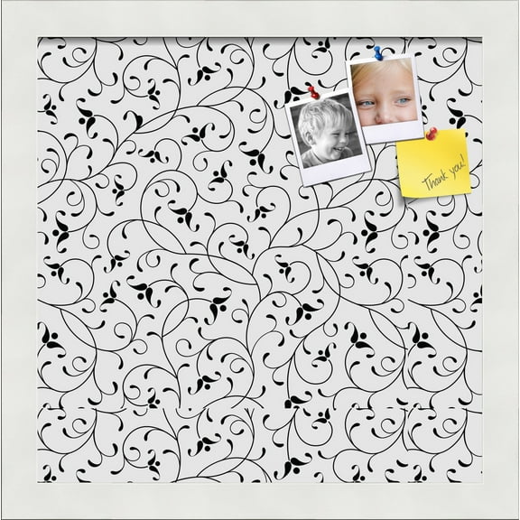 PinPix 12x12 Custom Cork Bulletin Board Bk Seemless Flower Poster Board Has a Fabric Style Canvas Finish, Framed in Bk Seemless Flower, by ArtToFrames (PinPix-122)