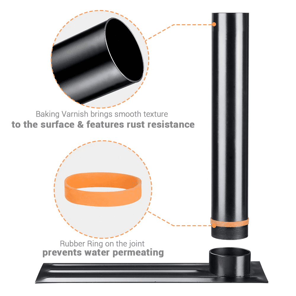 Yescom Portable Telescopic Tailgating Flagpoles Tire Mount, Black