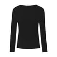 thumbnail image 5 of Povozer Women's Summer Scoop Neck Short Sleeve T-Shirts Ribbed Knit Slim Fitted Casual Basic Top(Black,XL), 5 of 5