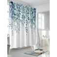 thumbnail image 3 of Fsddascl Teal Blue Eucalyptus Leaves Shower Curtain Set - Extra Long 72" x 96" Bathtub Curtain with 12 Hooks, Spring Floral Summer Botanical Waterproof Fabric Stall Shower Curtains for Bathroom, 3 of 6