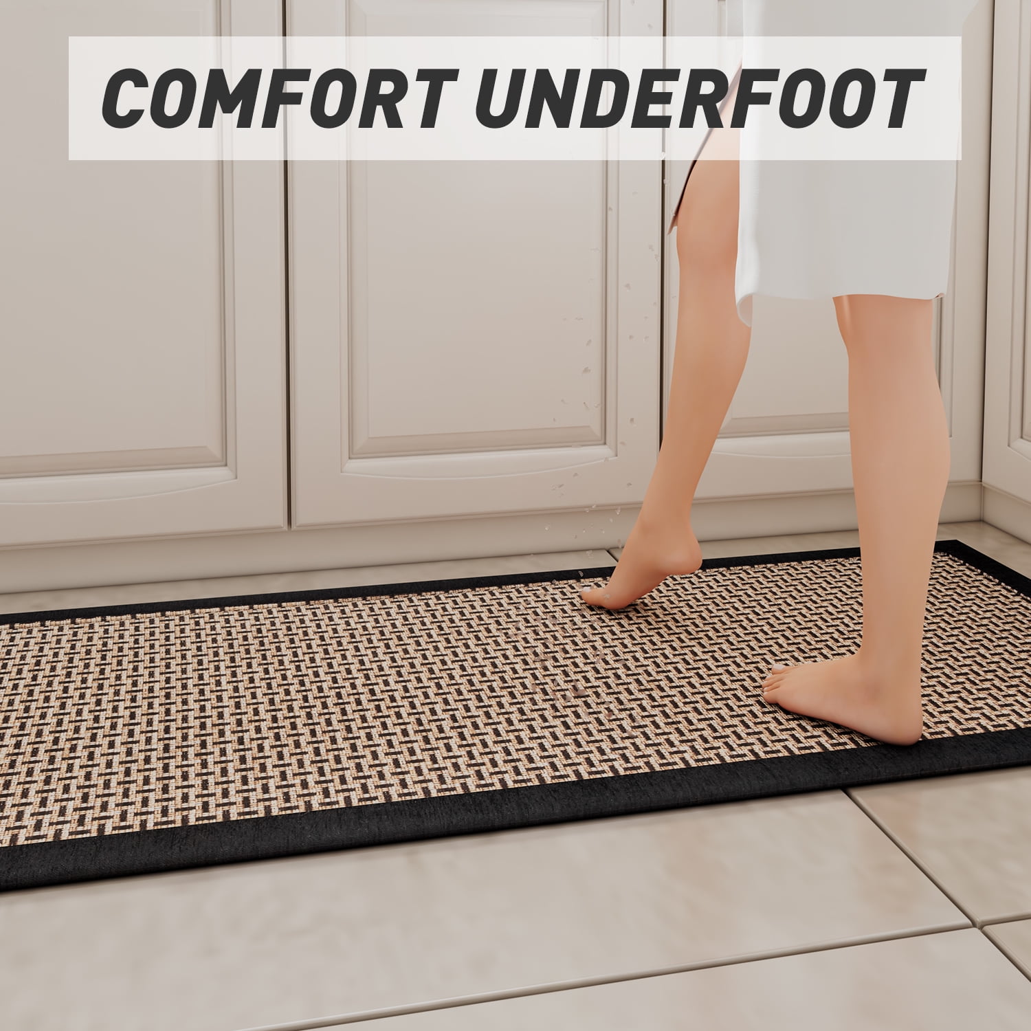 SIXHOME Kitchen Mats for Floor 17 x 32 Anti Fatigue Kitchen Rug 1/2 inch  Thick Brown Non-Slip Extra Support Standing Pad