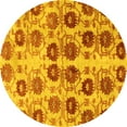 thumbnail image 1 of Ahgly Company Machine Washable Indoor Round Abstract Yellow Modern Area Rugs, 3' Round, 1 of 4