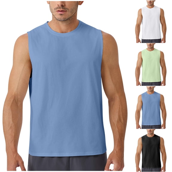 RongHuan Men's Workout Tank Tops Lightweight Swim Shirts Running Sleeveless Tees Crew Neck Muscle Tshirt