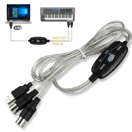 - 6FT EEEkit Midi to USB Cable Interface Converter,IN OUT Midi Cable Host Adapter Plug Controller Wire Cord For Keyboard Synthesizer Piano Instrument to Mac Computer PC Windows Laptop Music Studio (6 FT