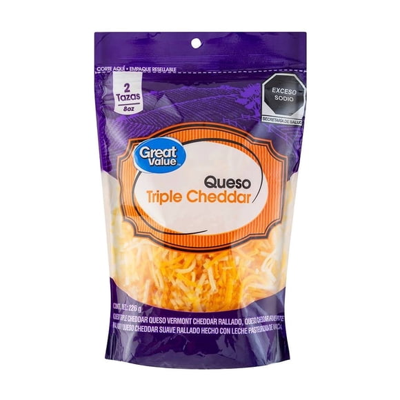 Queso Great Value triple cheddar 226 g 